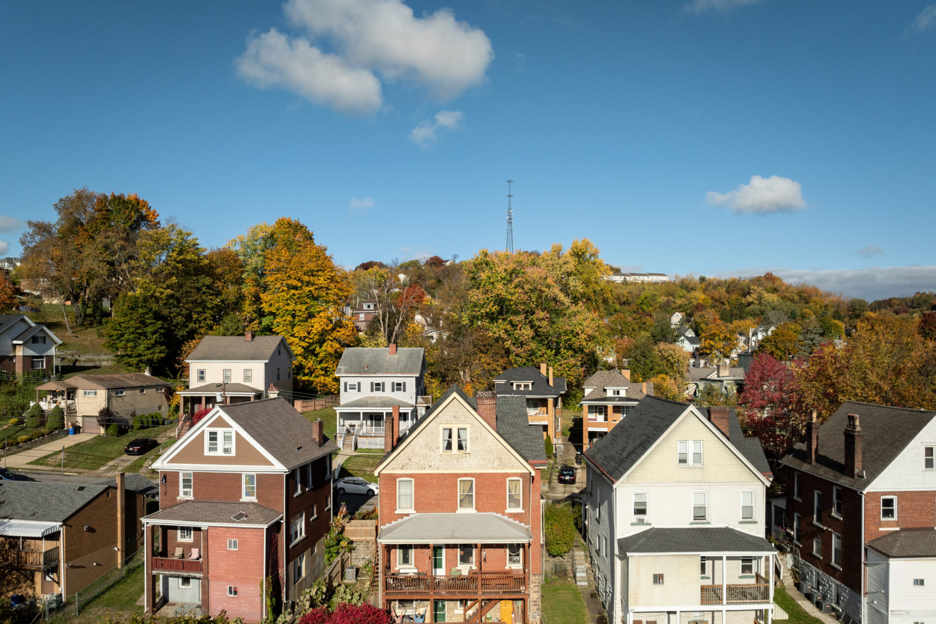 Aerial view of a neighborhood in Allegheny County